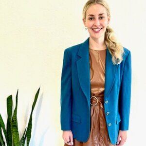 Pendleton Teal Blue Wool Blazer- Size 6